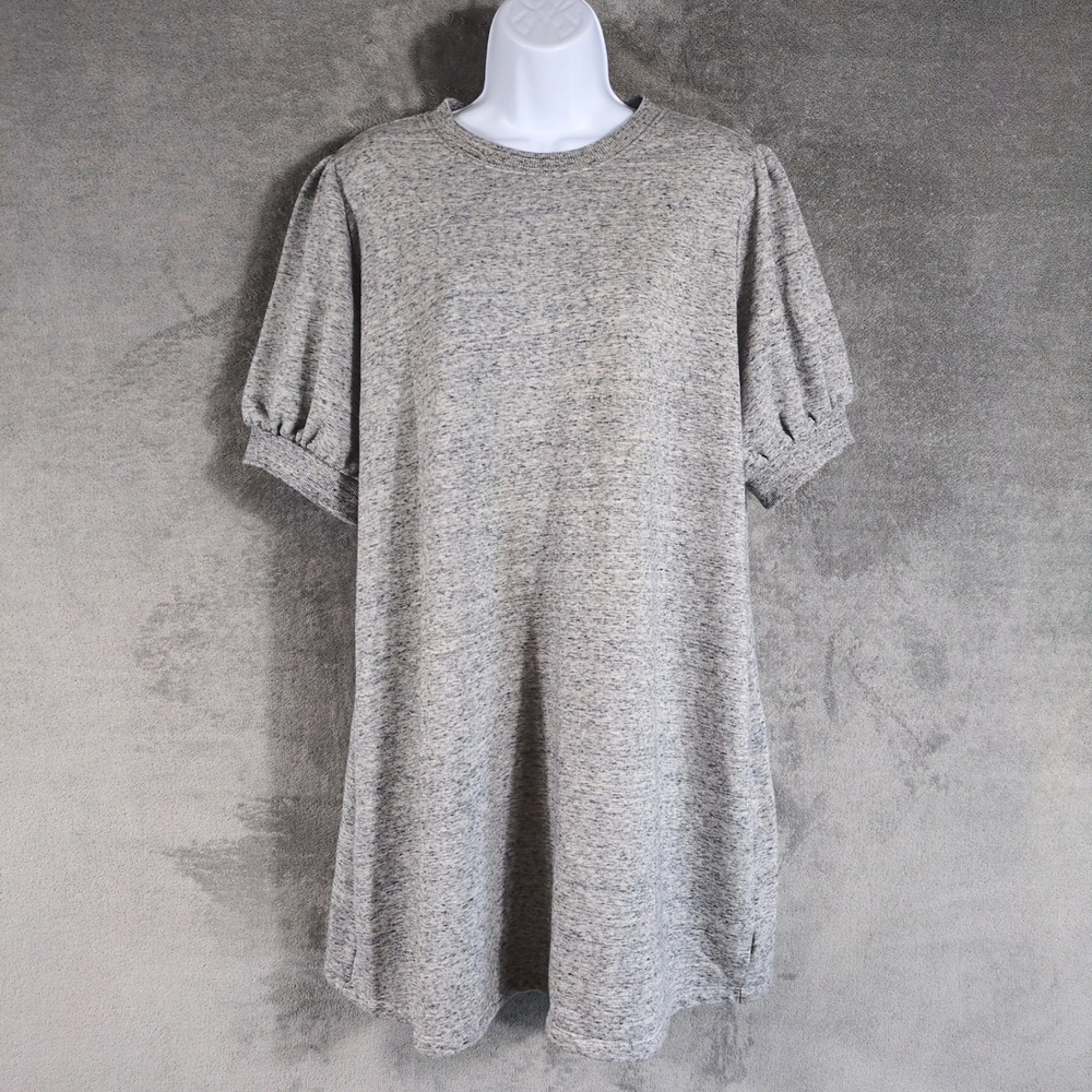 Free Assembly Womens XL Grey Puff Short Sleeve Sweatshirt Mini Dress WKD00013H